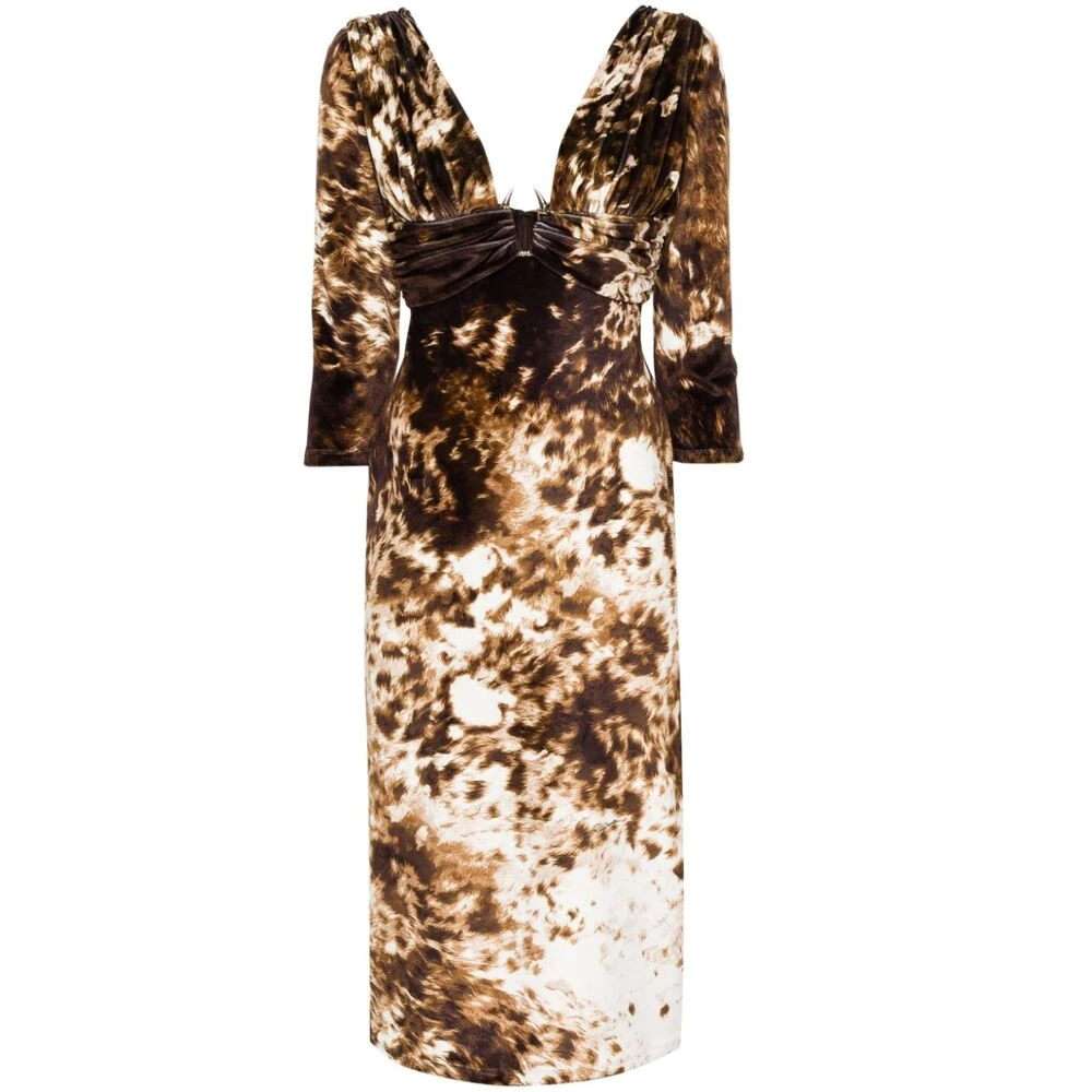 Roberto Cavalli Abstract Pattern V-Neck Jurk Multicolor Dames