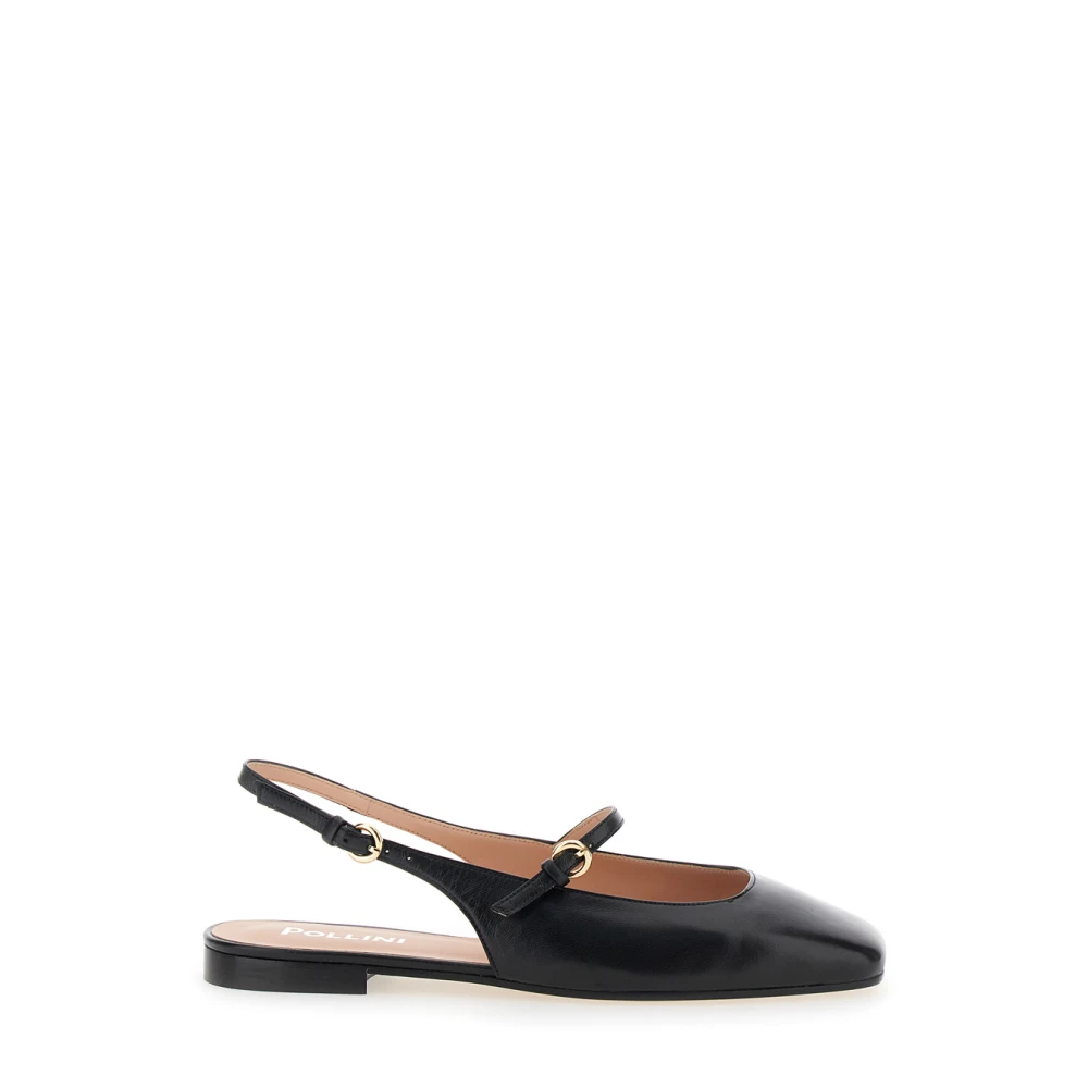 Pollini Zwarte Leren Slingback Ballerina's Black Dames