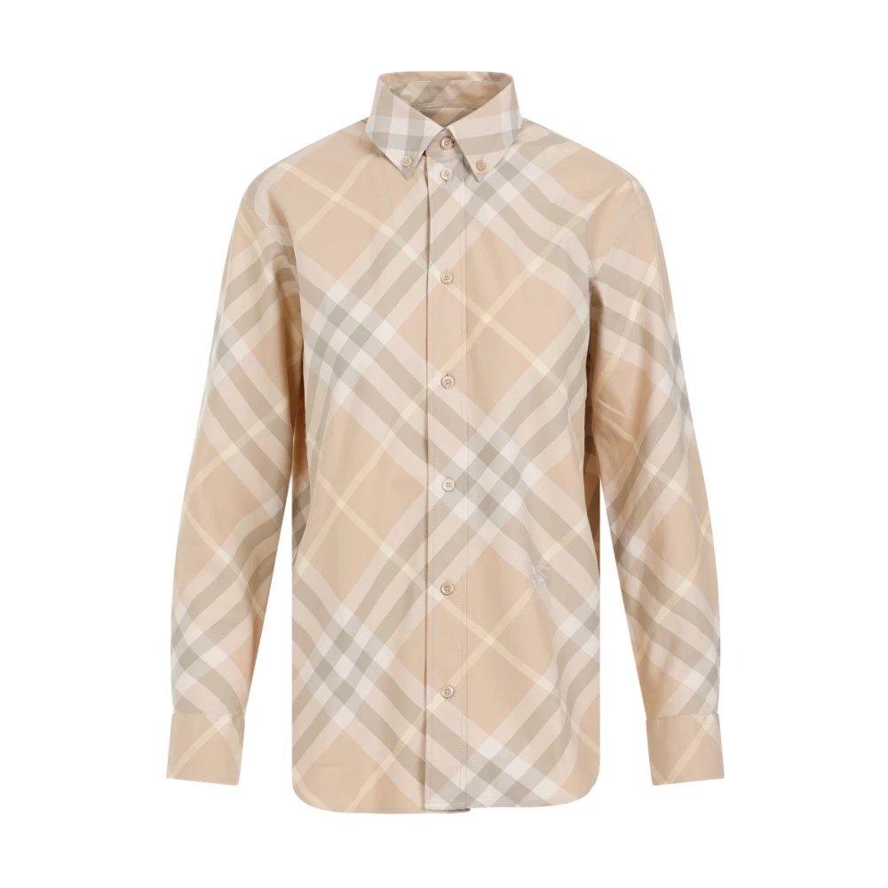 Burberry Neutrale Geruite Katoenen Overhemd Beige Dames