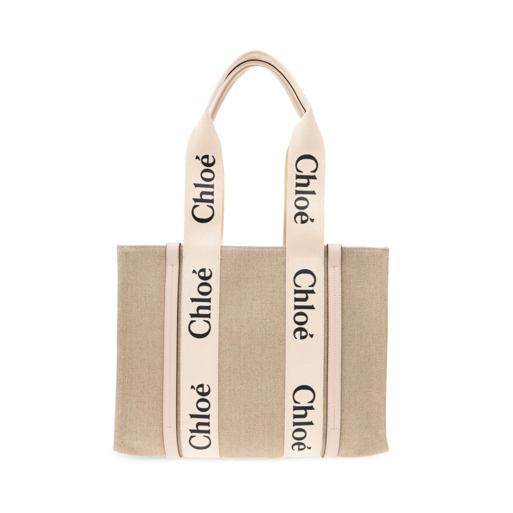 Chloé , Shopping Bags, Female, Beige, One Size, Medium Woody Tote Bag