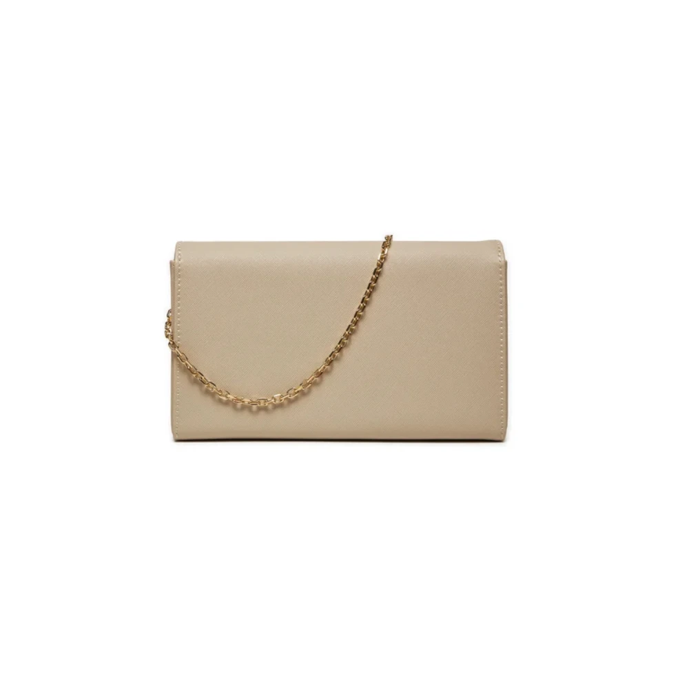 Love Moschino Hart Clutch Tas met Gouden Logo Beige Dames