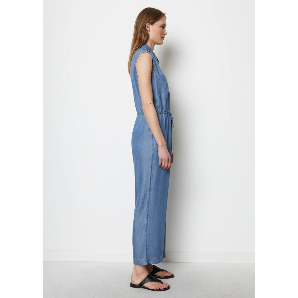 Marc O'Polo Mouwloze jumpsuit met rechte pijpen Blue Dames