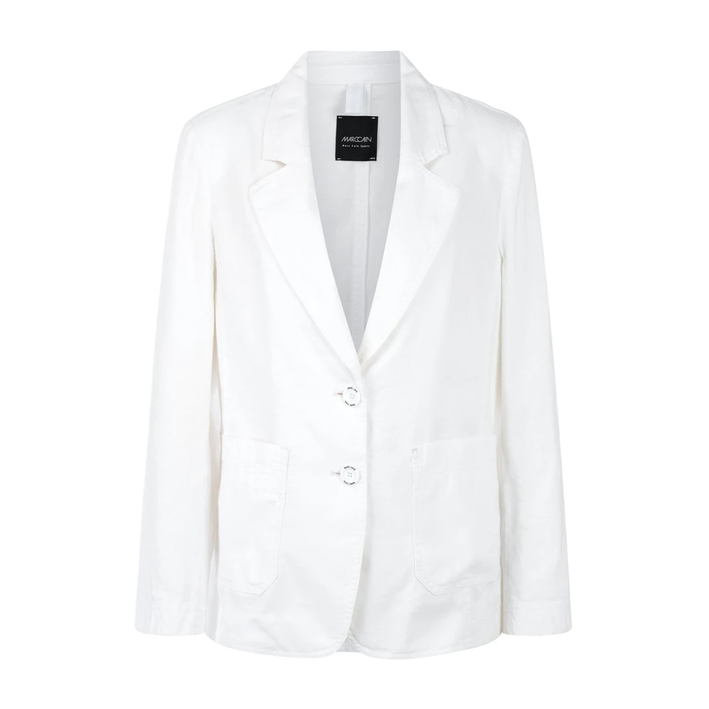 Marc Cain Women's White Cotton-Linen Mix Blazer - Blazers - M - Jackets
