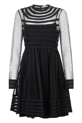 a line mini dress black Windsor Mariella Lace A-Line Mini Dress in Black | Size: M main image 0