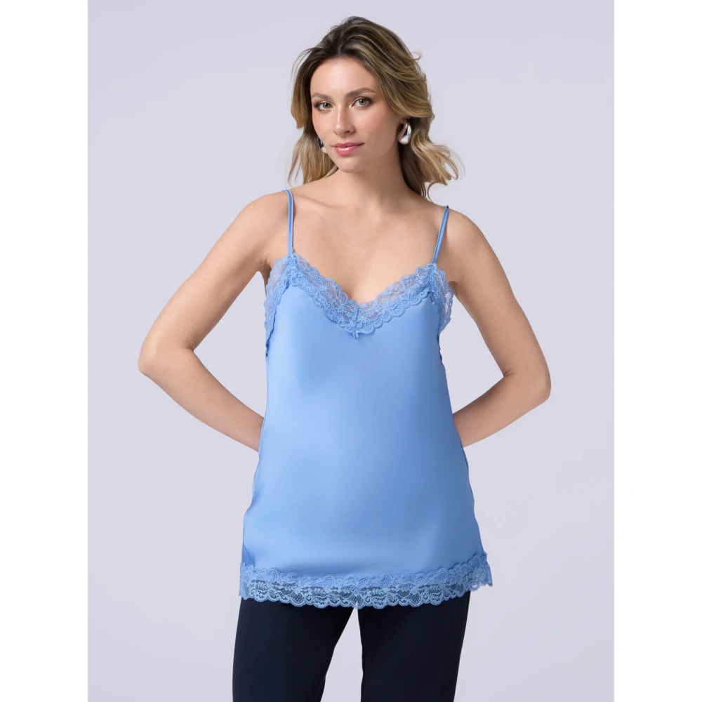 Oltre Satin en kanten lingerie top Blue Dames