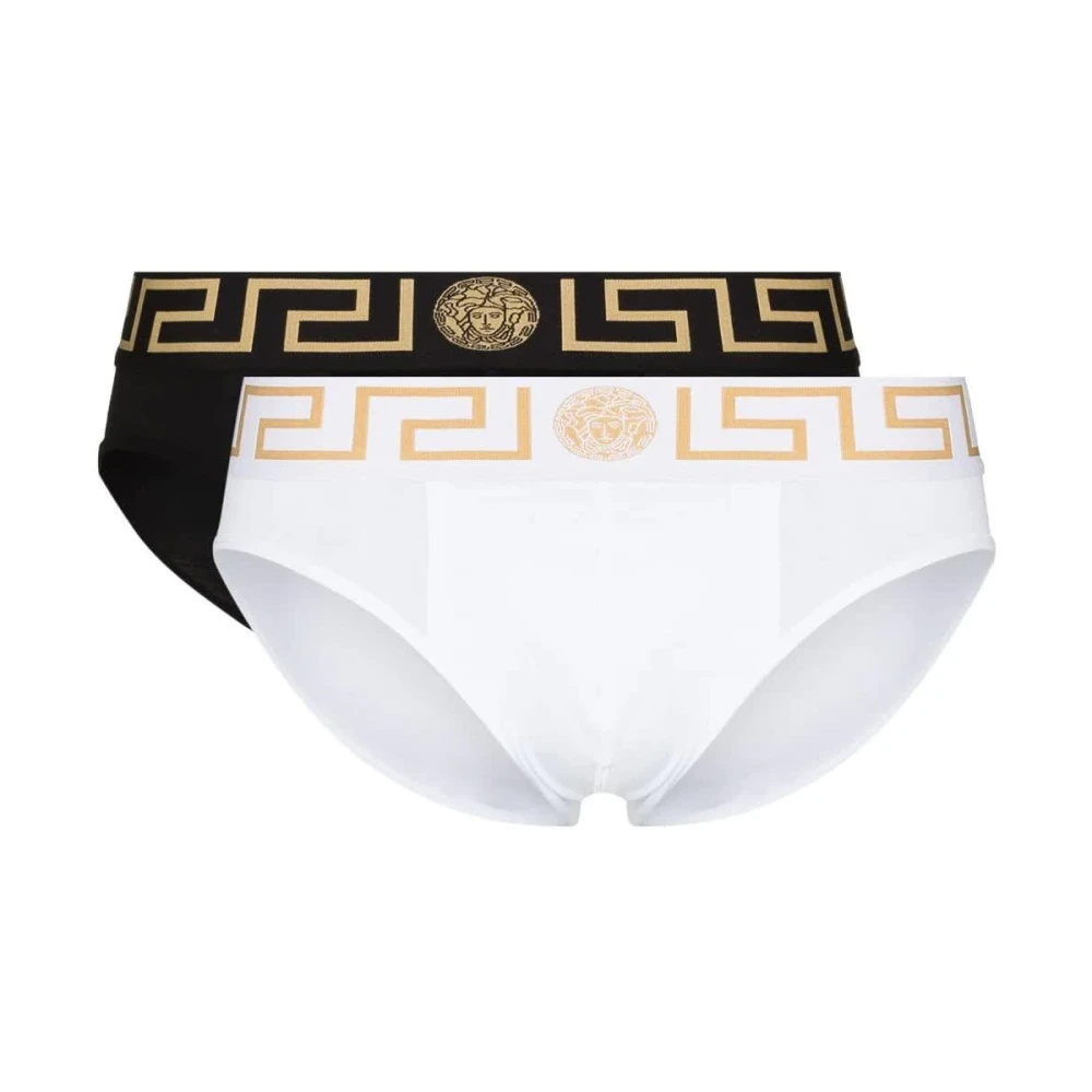 Versace Zwart en wit ondergoed Gouden Grieks Patroon Ondergoed Multicolor White Heren