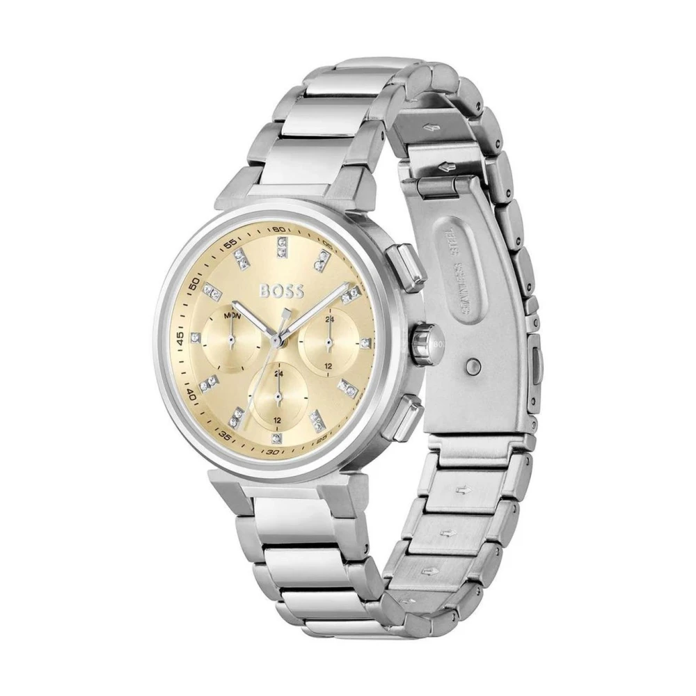 Hugo Women's Golden Dial Stainless Steel Analog Watch