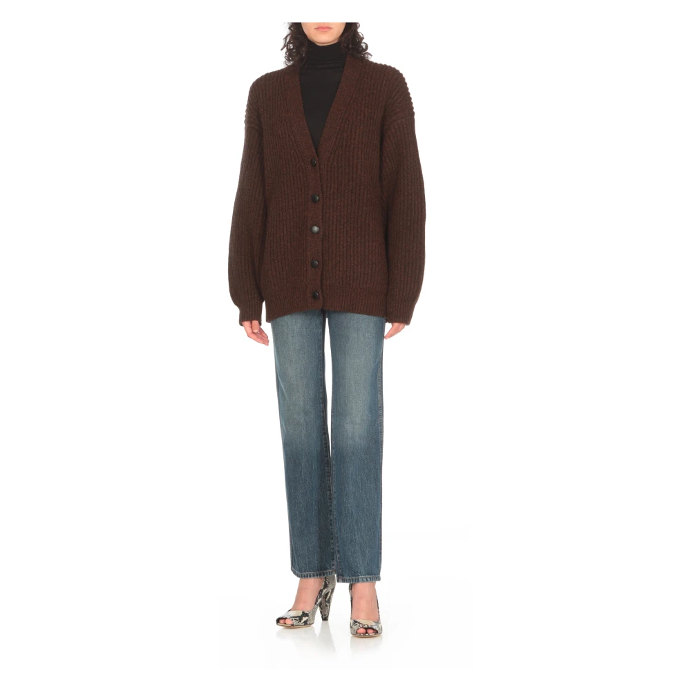 Khaite Bruine Cashmere V-Hals Cardigan Sweater Brown Dames