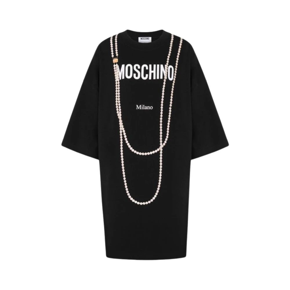 Moschino Svart Printed Heavy Cotton Dress