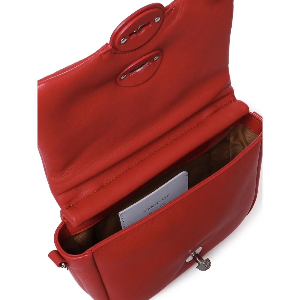 Zanellato Rode Leren Schoudertas met Klep Red Dames