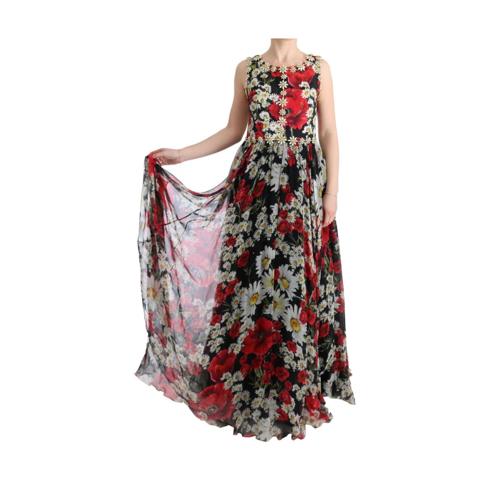 Dolce & Gabbana Bloemen Maxi Jurk met Zonnebloemprint Multicolor Dames