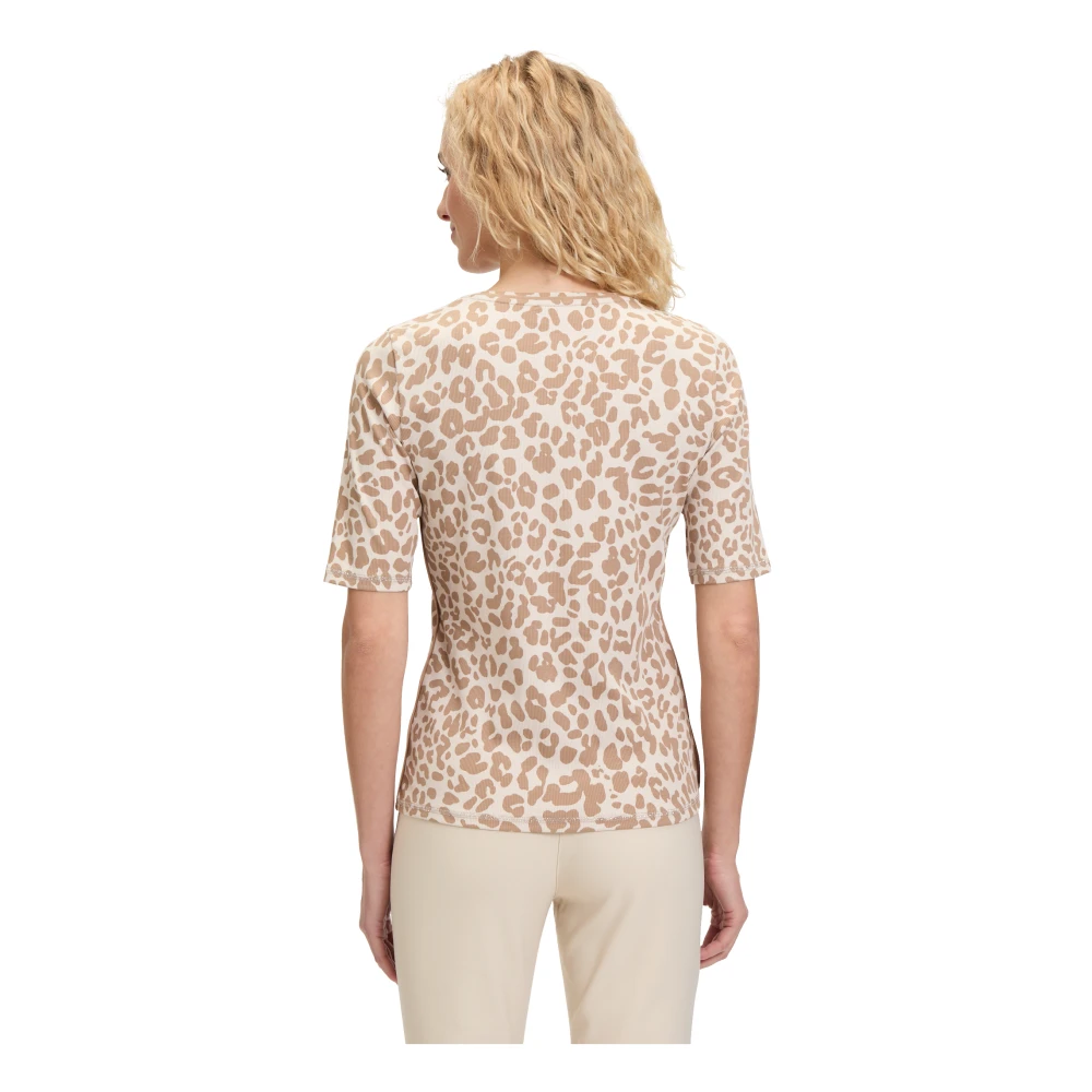 Betty Barclay Geribbeld Basic Shirt met dierenprint Beige Dames