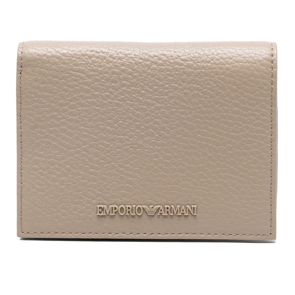 Emporio Armani Stijlvolle leren portemonnee voor mannen Beige Heren
