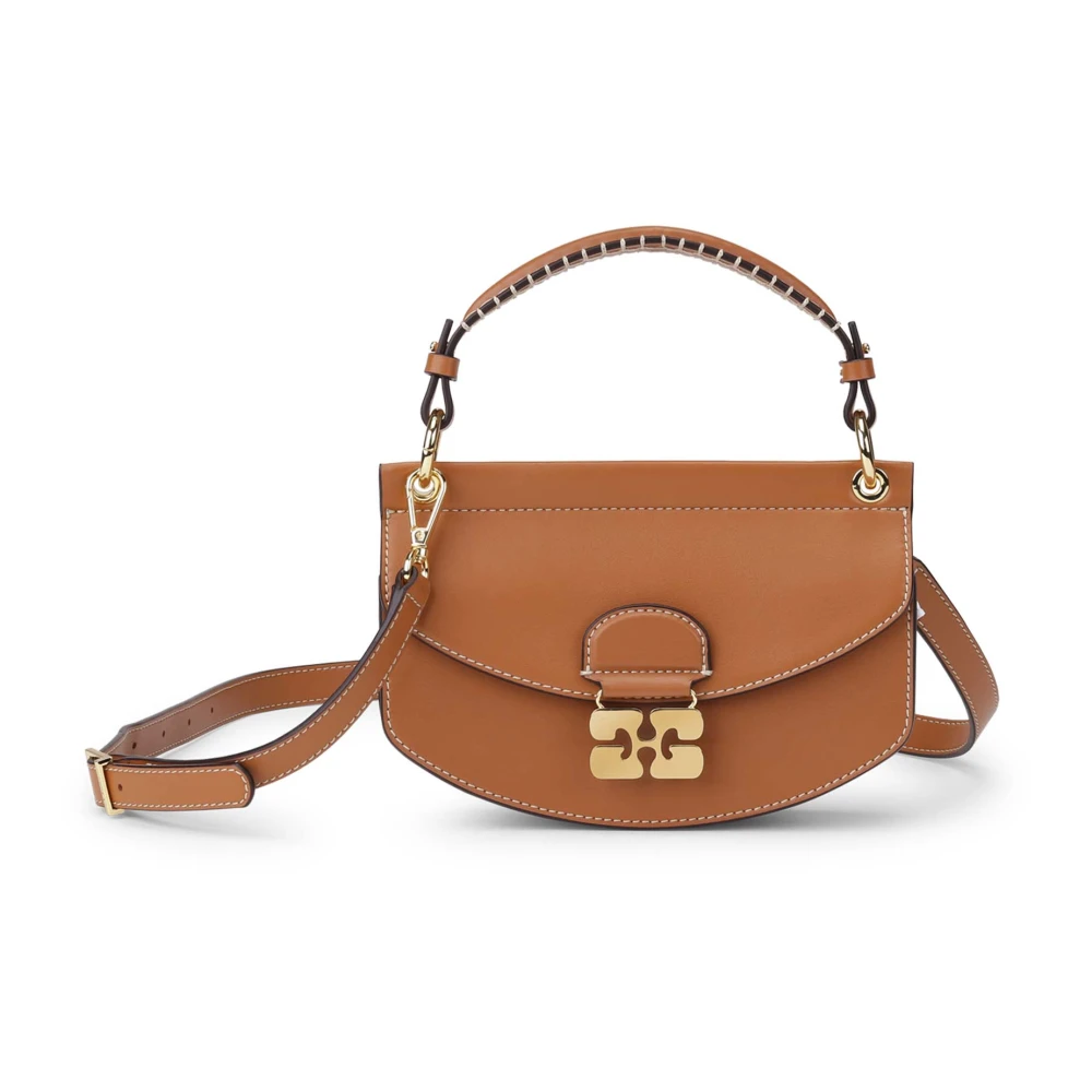 Ganni Karamel Mini Top Handtas Brown Dames