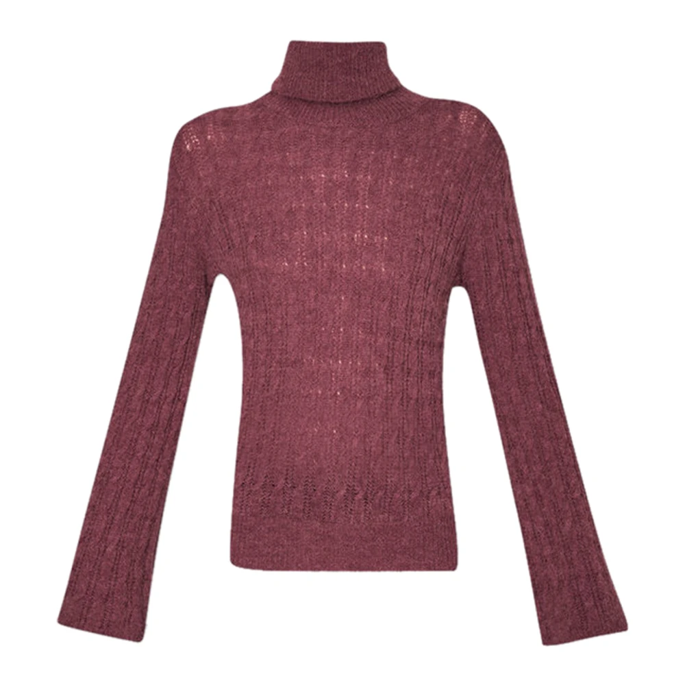 Liu Jo Gevlochten Dolcevita Sweater Purple Dames