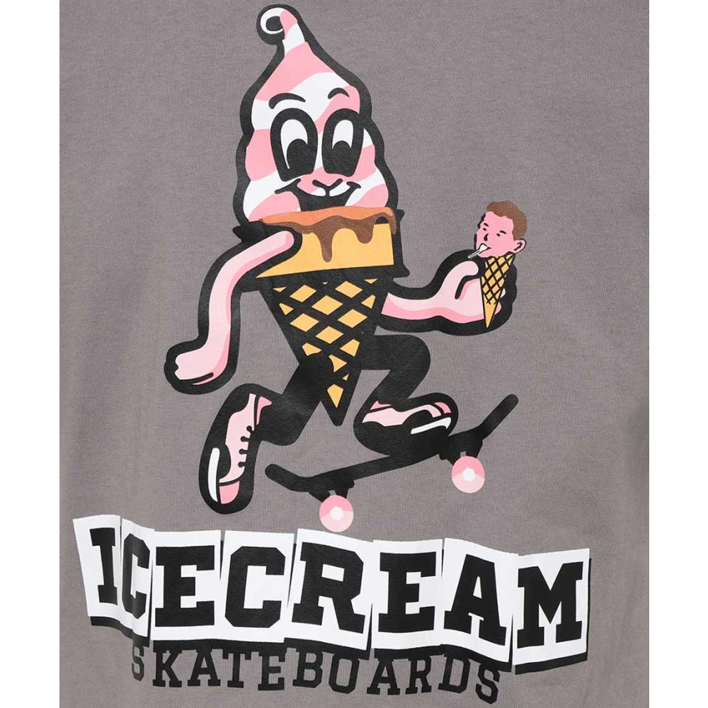 Icecream Katoenen T-shirt met Front Back Print Gray Heren