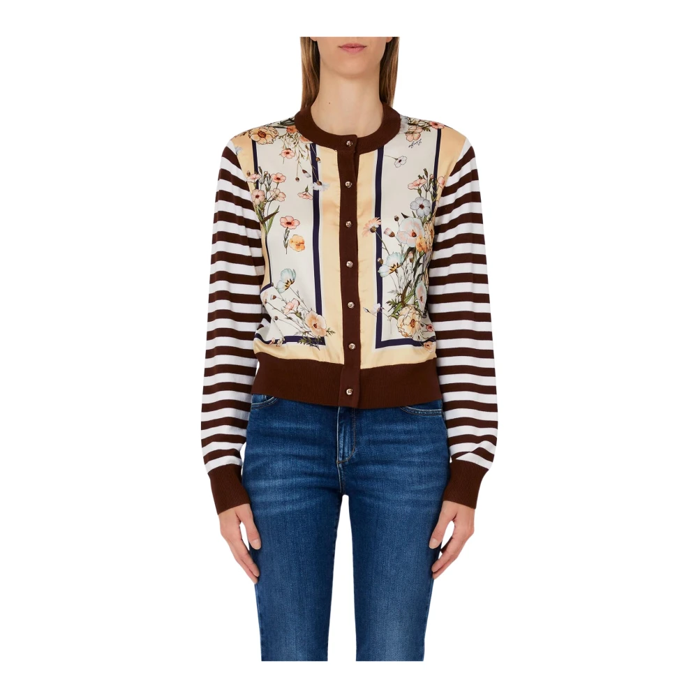 Liu Jo Multicolor Cardigan Med Tryckt Twillinfällning