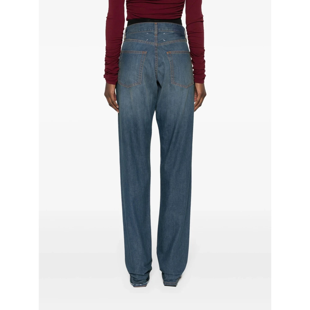 Maison Margiela Blauwe Katoenen Straight-Leg Jeans Blue Dames