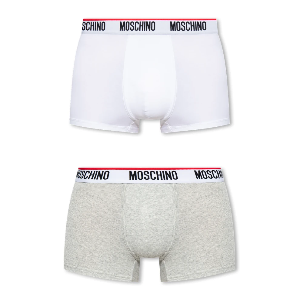 Moschino Merk boxershorts 2-pack White Heren