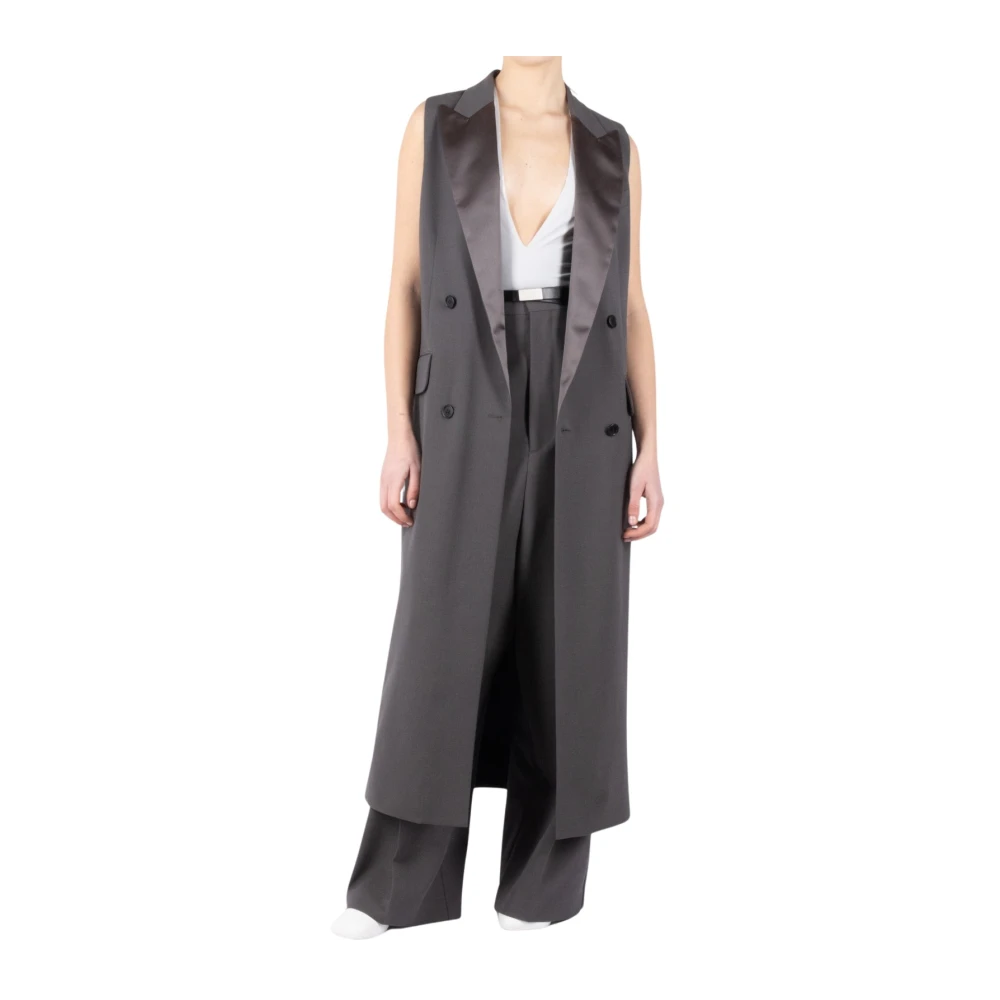 MM6 Maison Margiela Sartoriale V-hals Mouwloze Vest Donkergrijs Gray Dames
