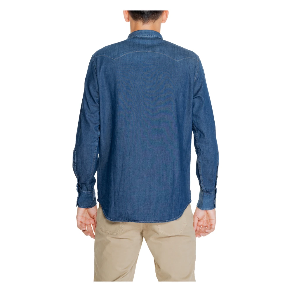 Replay Blauw Effen Shirt met Lange Mouwen Blue Heren