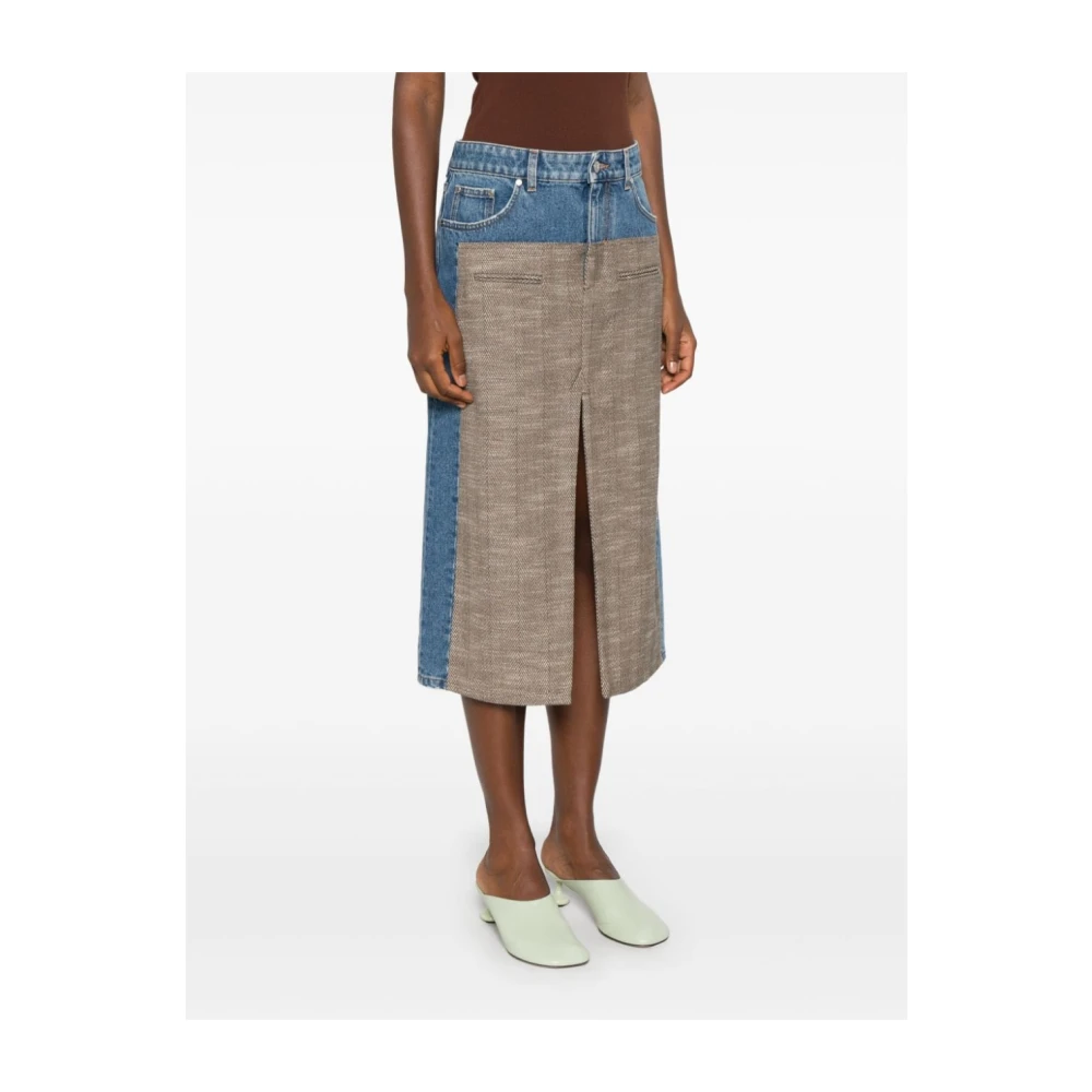 Stella Mccartney Blauwe Denim Tweed Rok Blue Dames