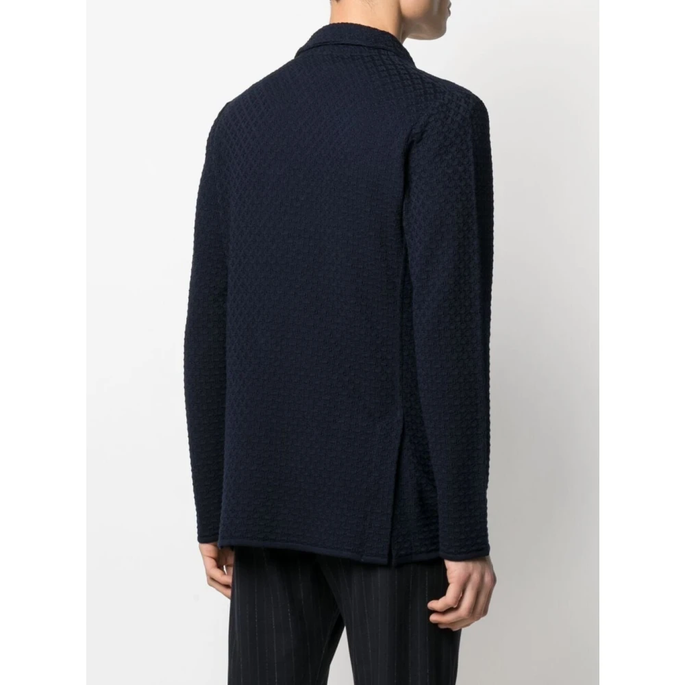 Lardini Blauwe Dubbel-Borst Katoenen Jas Blue Heren