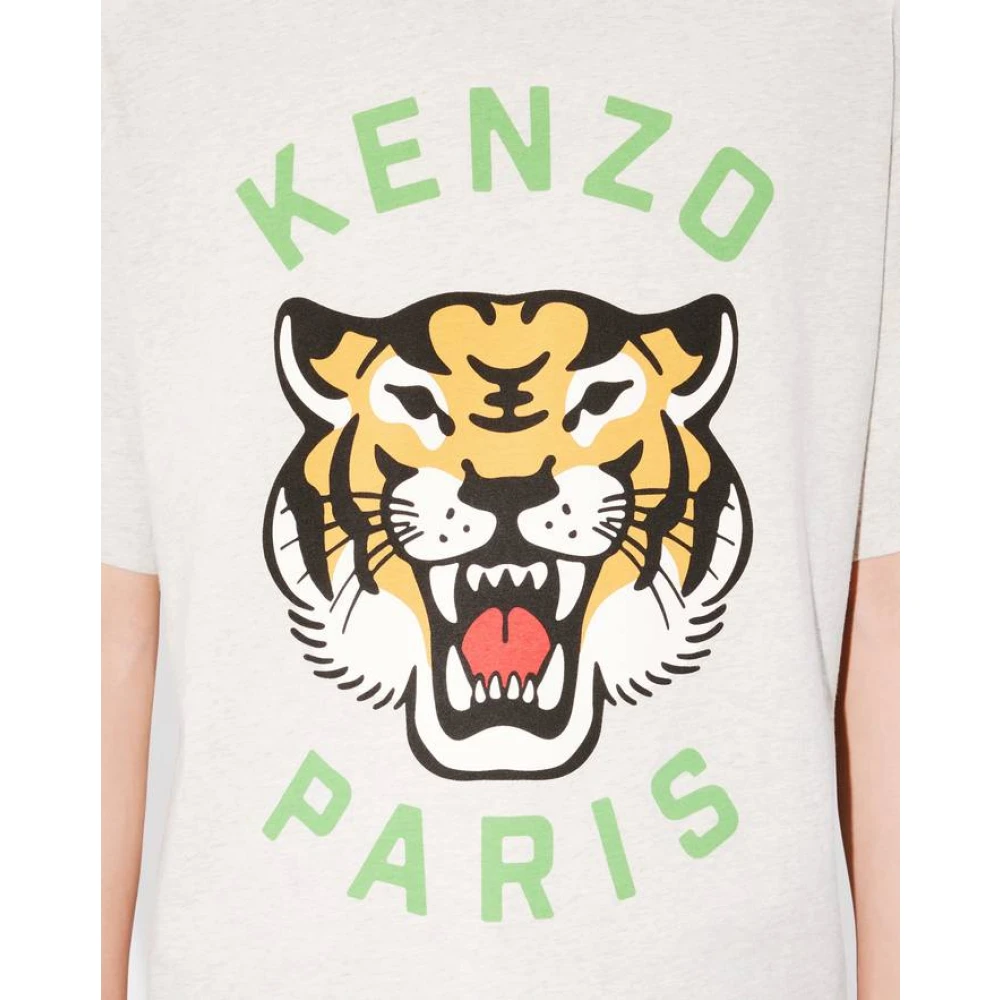 Kenzo Lucky Tiger Print Oversize T-shirt Gray Heren