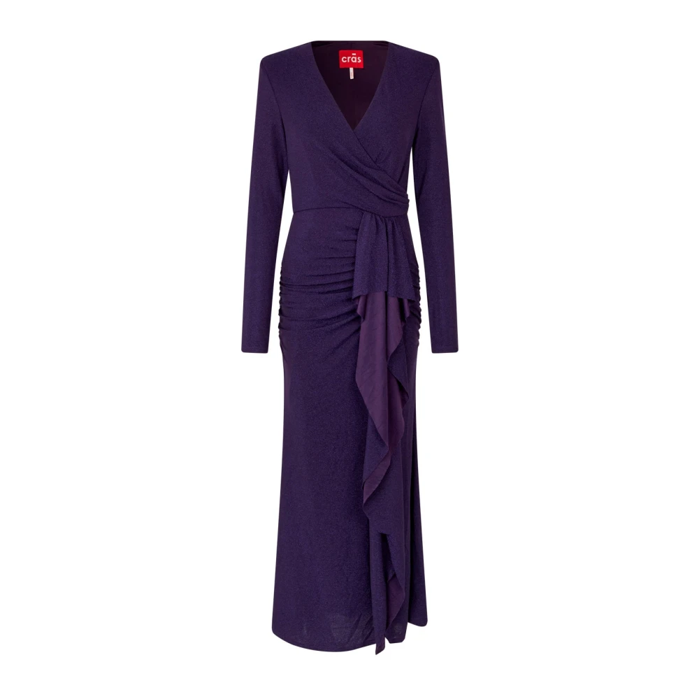 Cras Elegante Maxi Jurk met V-Hals Purple Dames