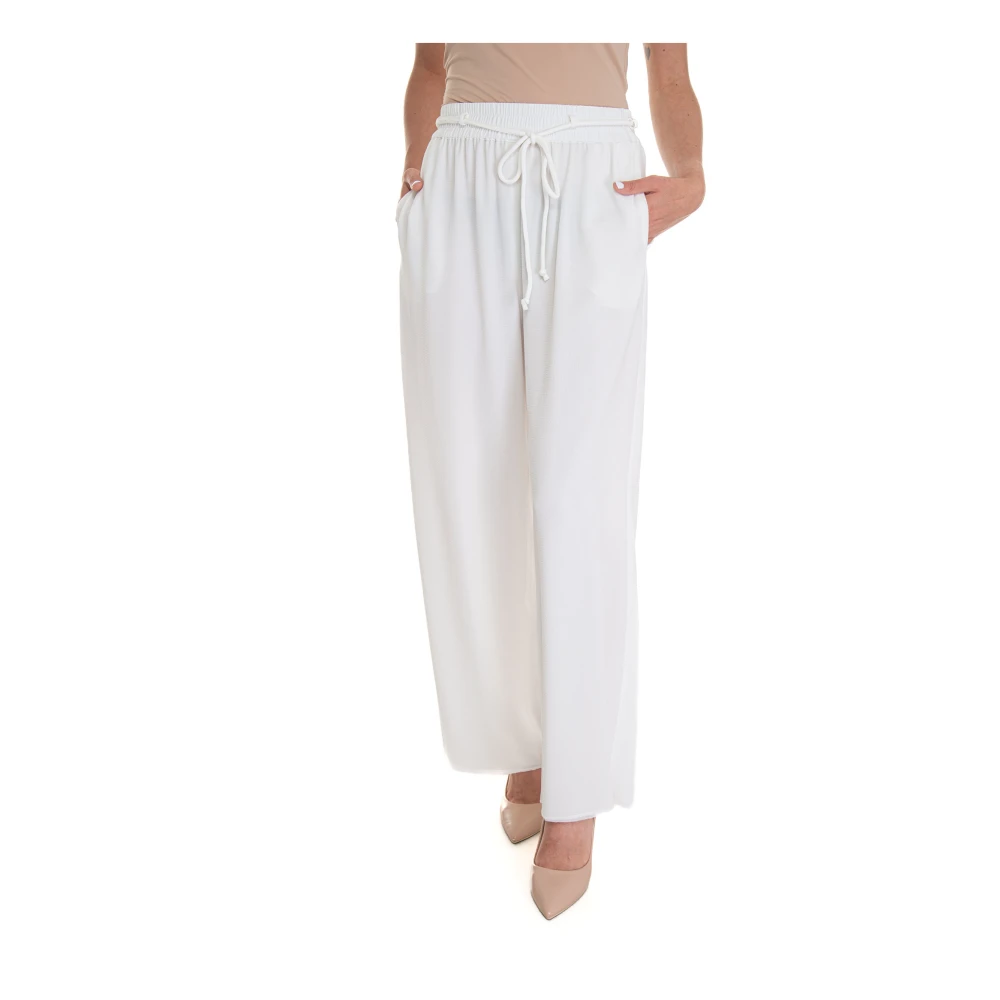Emporio Armani Crêpe Elastische Taille Broek White Dames