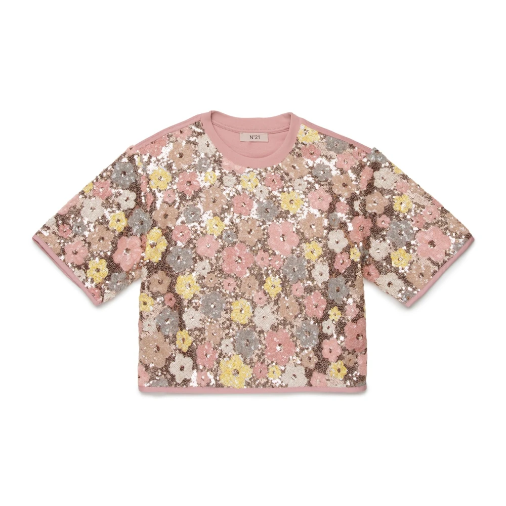 N21 Girls Multicolor Sequin-Embellished Floral T-Shirt - Kids Short Sleeve T-Shirts - 14 Y - Kids
