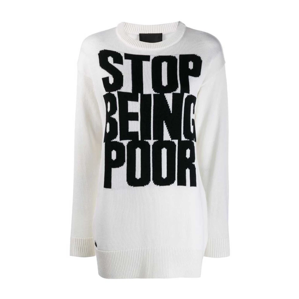 Philipp Plein Witte Casual Sweater Ronde Hals White Dames