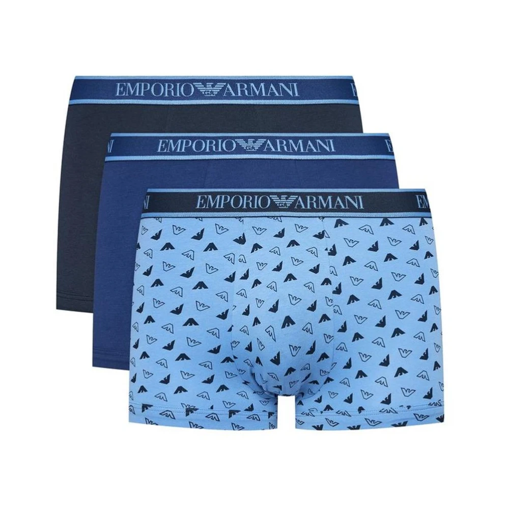 Emporio Armani Blauwe Katoenen Boxershorts Ondergoedcollectie Blue Heren