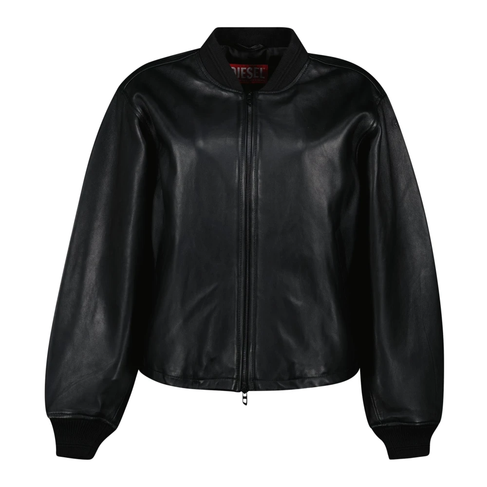 Diesel Zwarte leren bomberjack L-Ilyan Black Dames