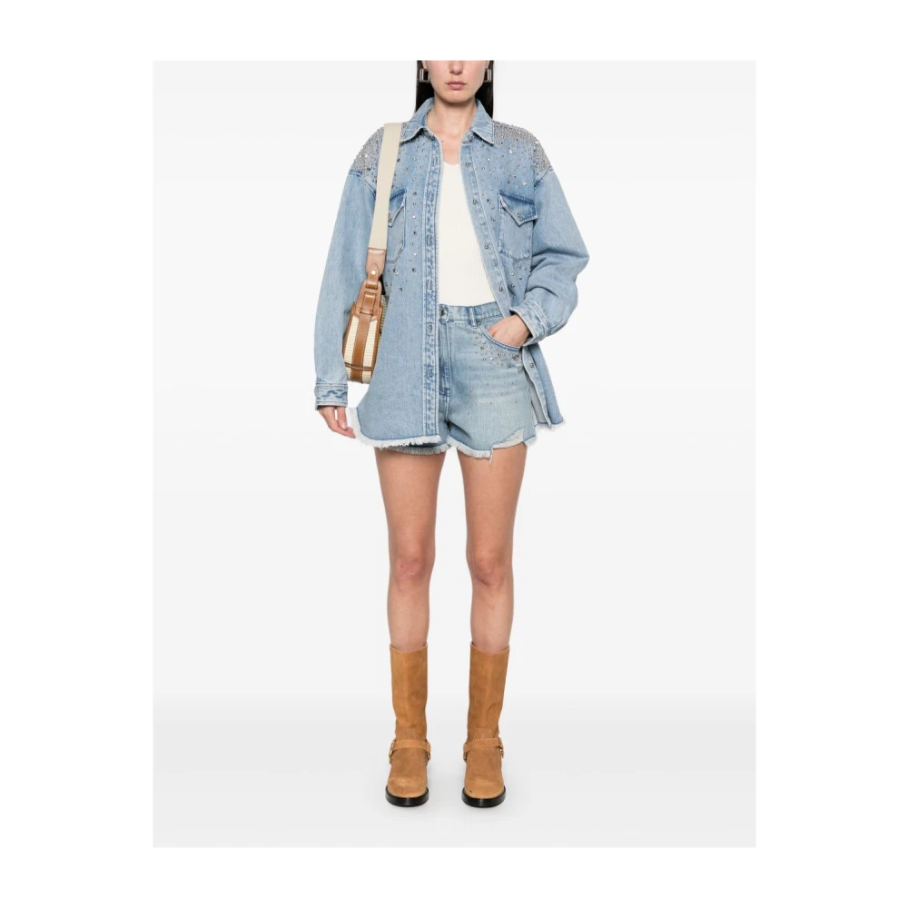 IRO Blauwe Shorts met Studs Blue Dames