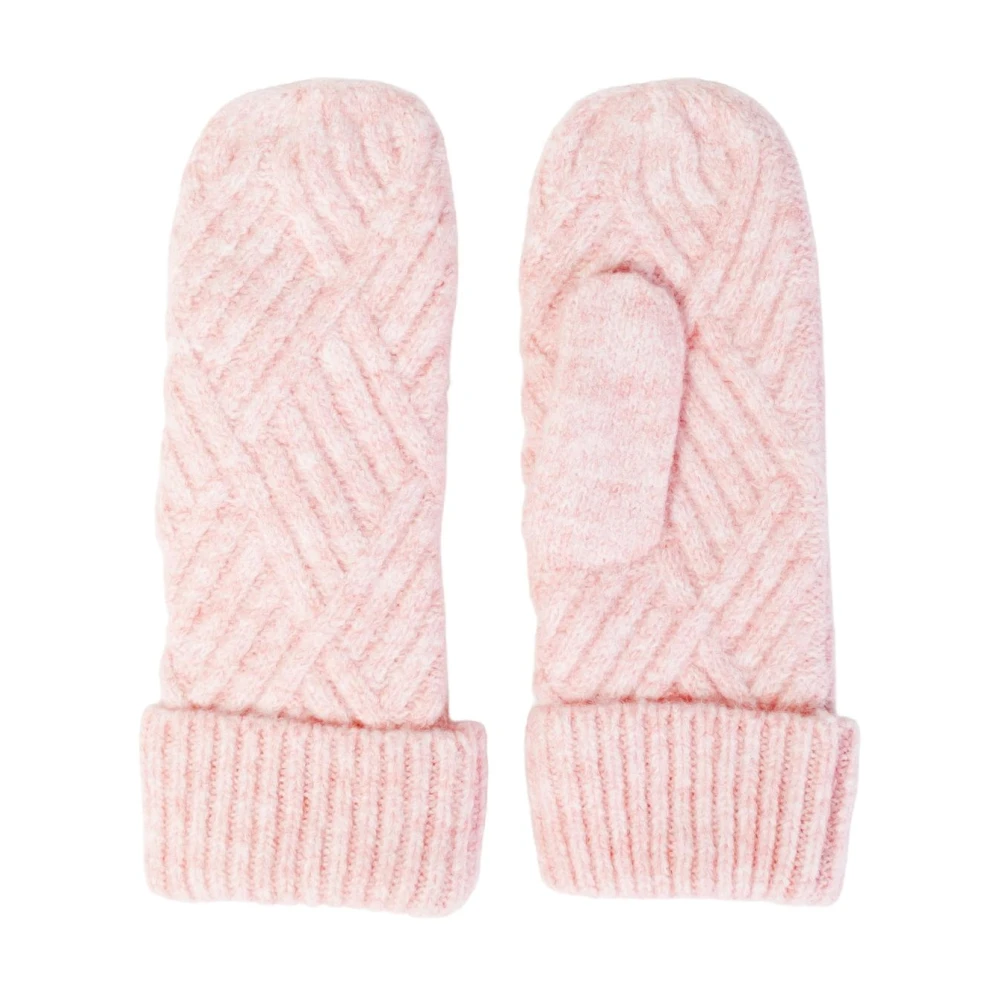 Pieces Roze Gebreide Wanten van Wolmix Pink Dames