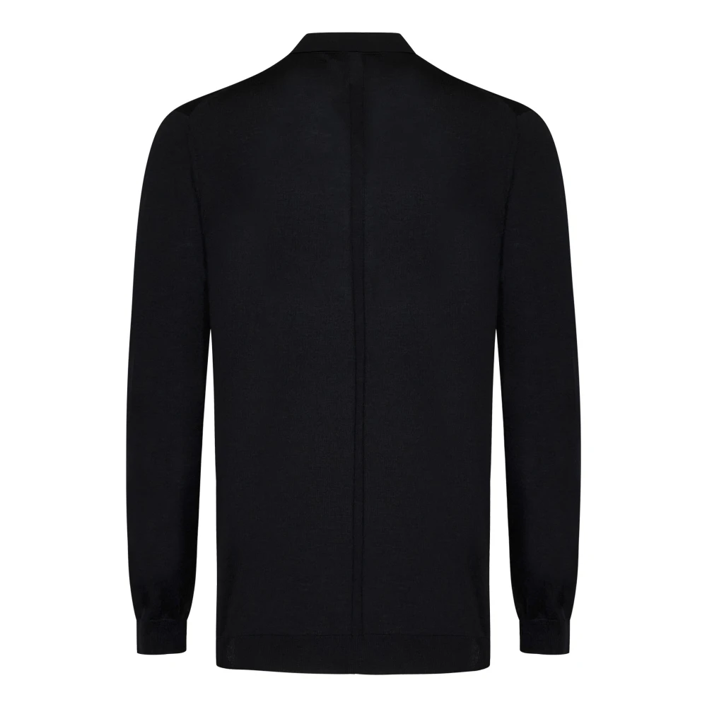 Low Brand Zwarte Merino Wol Polo Shirt Black Heren
