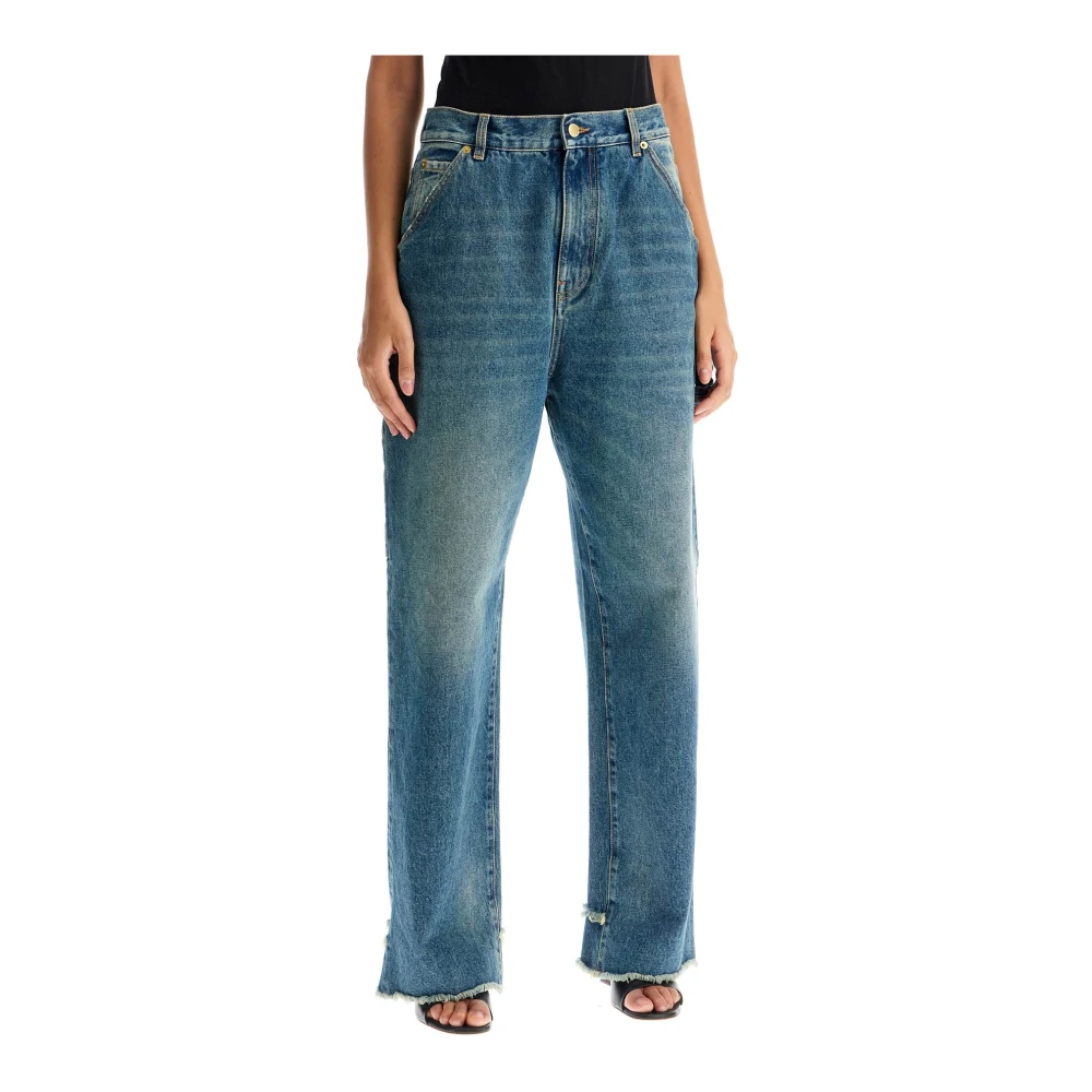 Darkpark Ruimvallende timmerman jeans met wijde pijpen Blue Dames