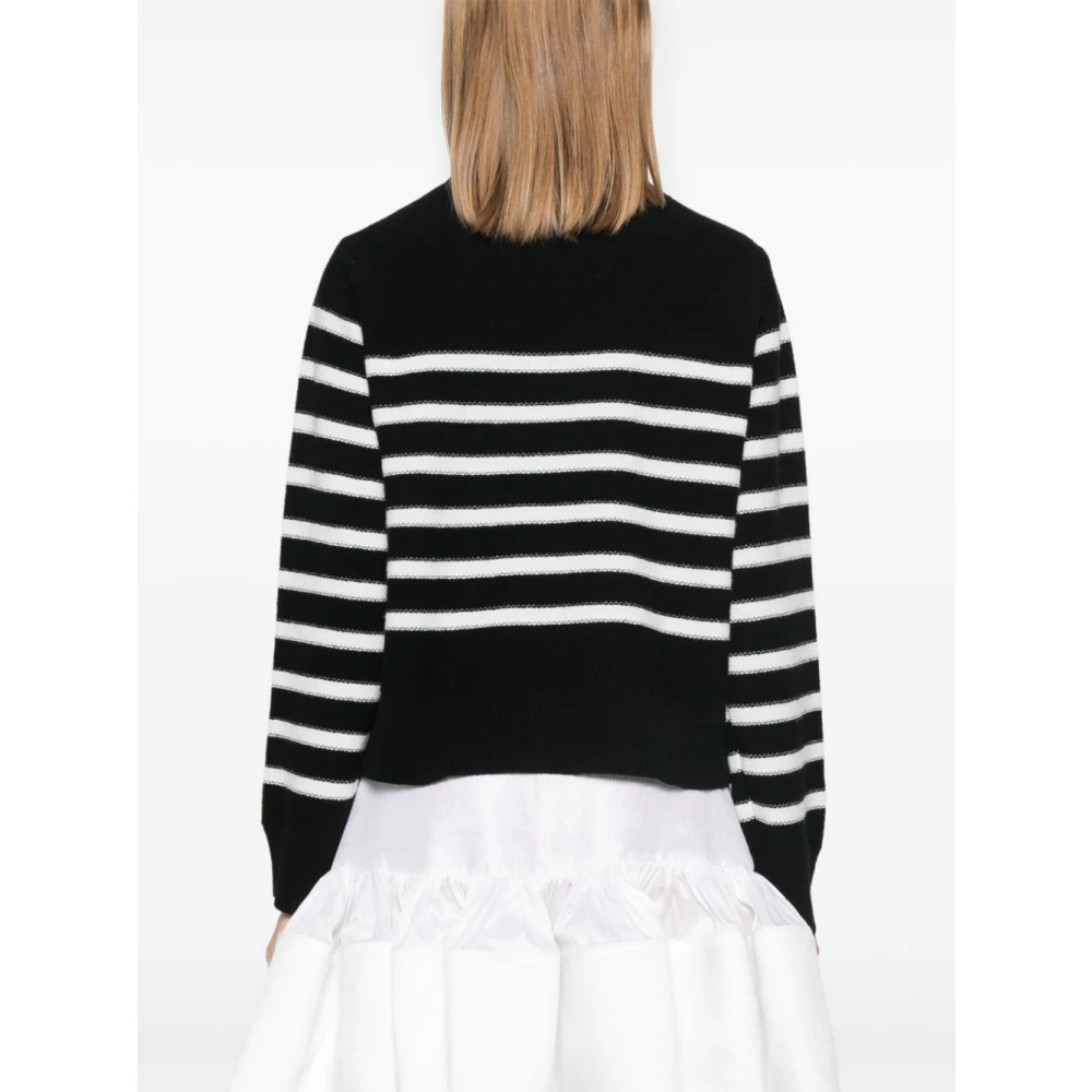 Ermanno Scervino Zwart Wolmix Gestreepte Trui Black Dames
