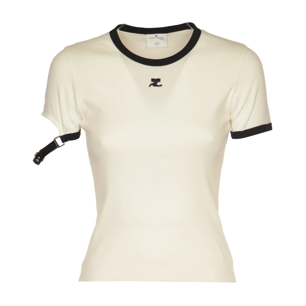 Courrèges Gesp Contrast T-Shirt Collectie White Dames