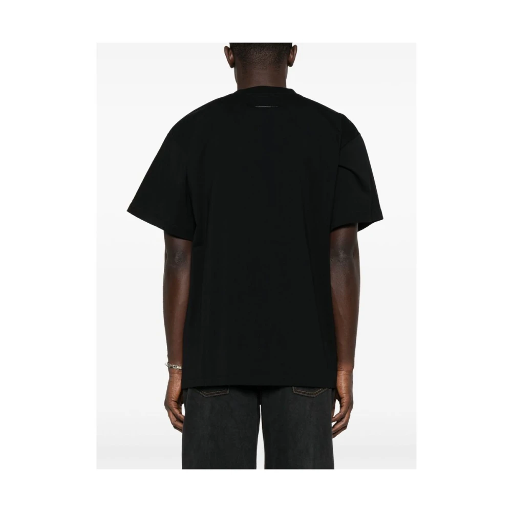 MM6 Maison Margiela Zwart Handtekening Logo Ronde Hals T-shirt Black Heren