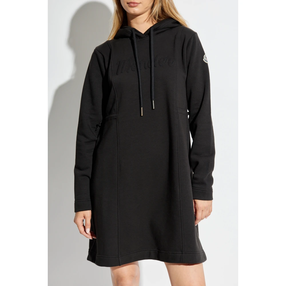 Moncler Sweatshirt jurk met logo Black Dames