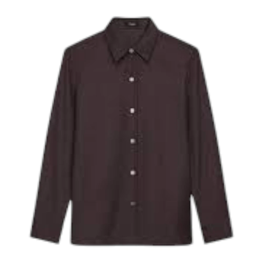Theory Bruine Overhemd Italiaanse Wollen Flanel Brown Dames