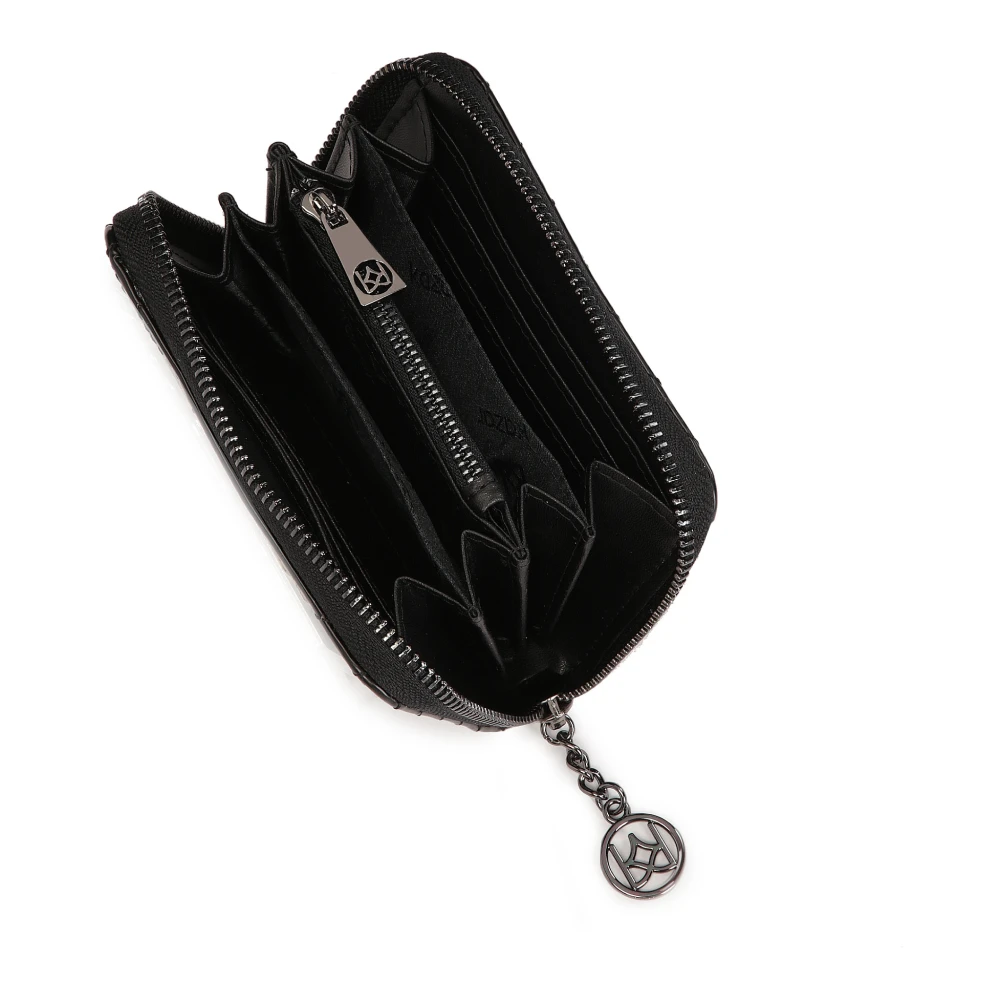 Kazar Kleine leren portemonnee met gewatteerd patroon Black Dames