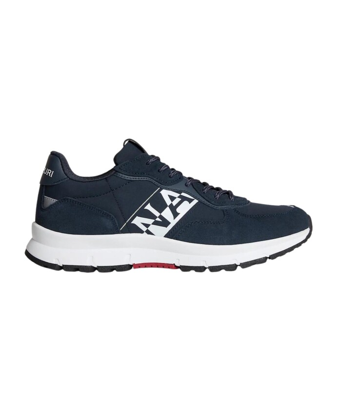 baskets-bleues-course-polyester-cuir
