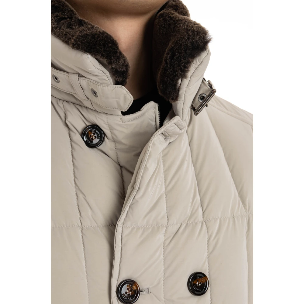 Moorer Gewatteerde Double-Breasted Peacoat Beige Heren