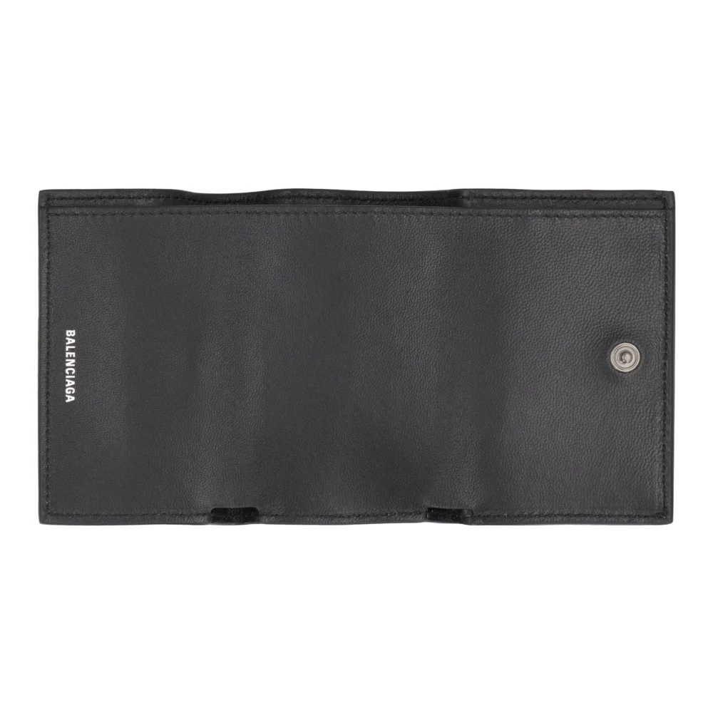 Balenciaga Leren Portemonnee met Drukknoop Black Dames