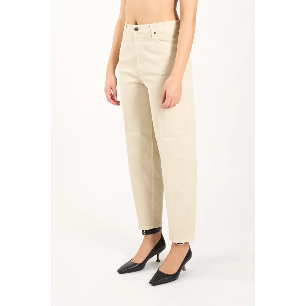 Dondup Lage taille wijde pijp jeans Bessie model Beige Dames