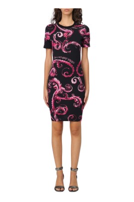 black-swirling-print-bodycon-dress