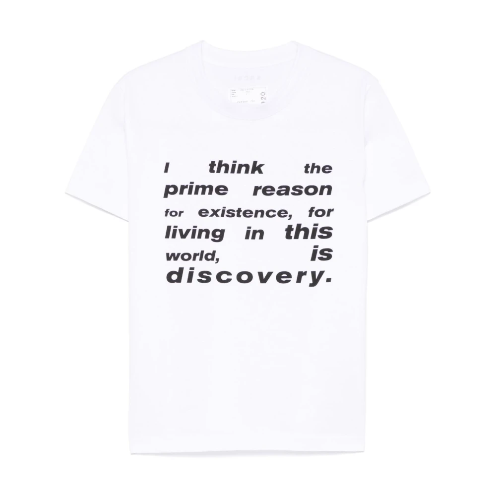 Sacai Wit Katoenen T-shirt met Tekstprint White Heren